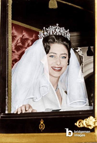 Princess Margaret of England on her wedding day with Antony Armstrong-Jones on May 6, 1960