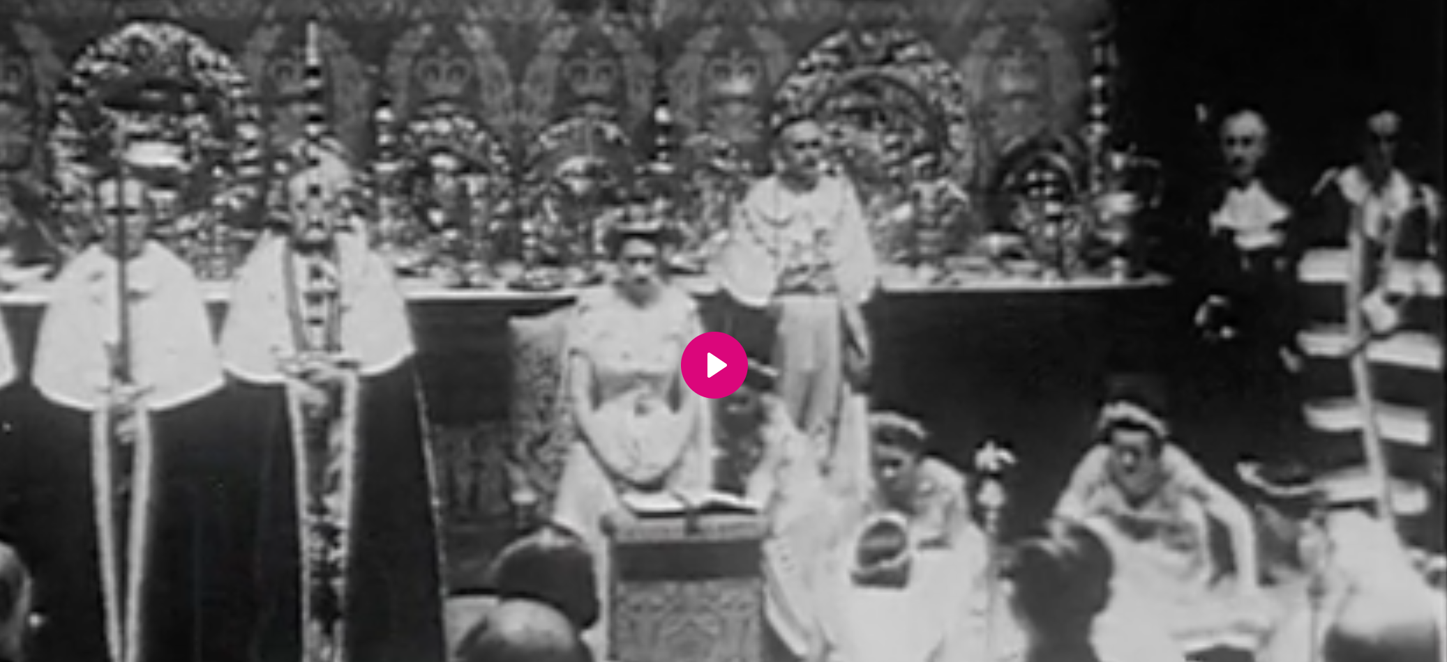 Black and White footage of the Coronation of Queen Elizabeth II on 2 June 1953 at Westminster Abbey, London