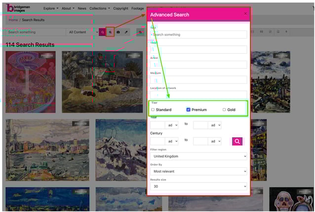 Bridgeman Images Tiers Filter